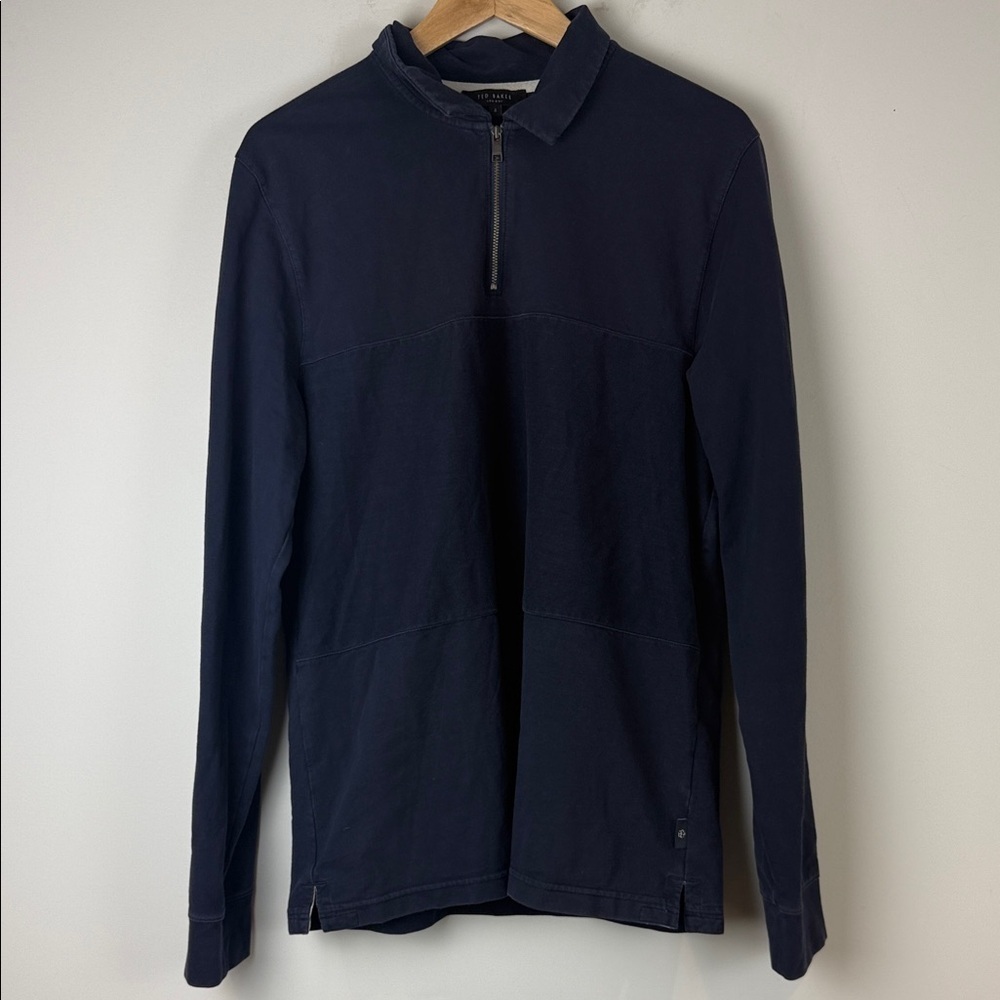 Ted Baker Men's Dark Blue Zip-Up Sweater Size Large